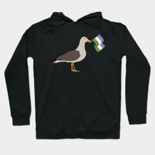 Seagull Holding Genderqueer Pride Flag Hoodie